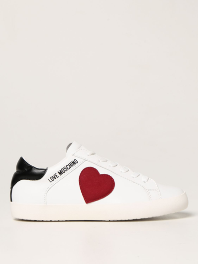 Shop Love Moschino Sneakers In Leather With Heart In Multicolor