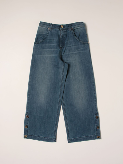 Shop Elisabetta Franchi Wide Jeans In Washed Denim