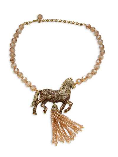 Shop Heidi Daus Women's Galloping Horse Crystal Rhinestone & Glass Bead Necklace In Metal