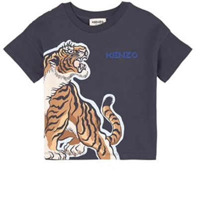 Shop Kenzo Kids Navy Lion Logo T-shirt