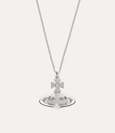 Shop Vivienne Westwood Sorada Bas Relief Pendant In Rhodium Crystal