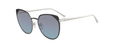 Shop Longchamp Grey Cat Eye Ladies Sunglasses Lo102s 001 In Black,grey