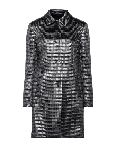 Shop Boutique Moschino Woman Coat Steel Grey Size 6 Polyester, Cotton, Acrylic, Metallic Fiber