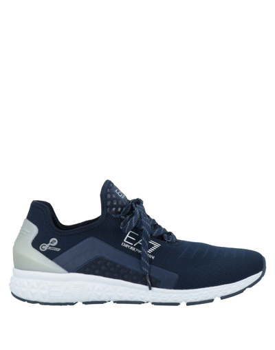 Shop Ea7 Man Sneakers Midnight Blue Size 4.5 Textile Fibers