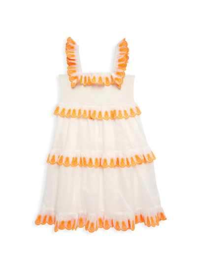 Shop Zimmermann Little Girl's & Girl's Tropicana Scallop Tiered Dress In White