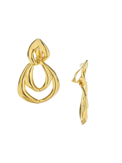 Shop Goossens Women's Spirale 24k-gold-plated Clip-on Drop Earrings