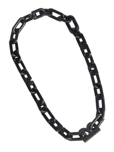 Shop Balenciaga Men's "b" Chain Necklace In Black