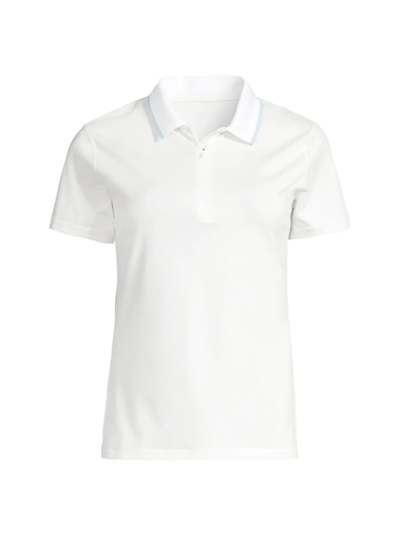 Shop Addison Bay Women's Courtside Half-zip Polo Shirt In White Light Blue