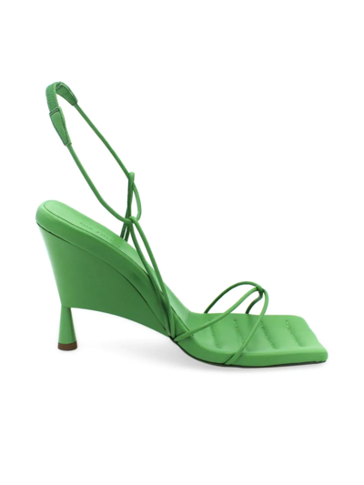 Shop Gia Borghini X Rhw Women's Strappy Leather Wedge Sandals In Light Giada