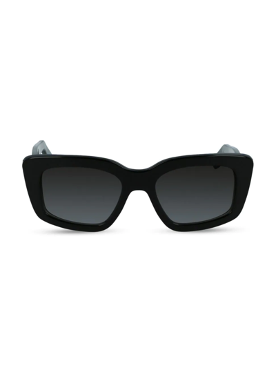 Shop Ferragamo Women's Gancini 52mm Modified Rectangle Sunglasses In Black