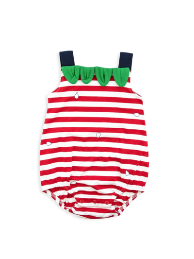 Shop Florence Eiseman Baby Girl's Striped Strawberry Romper In Red White