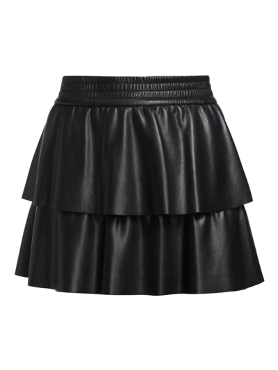 Shop Alice And Olivia Jia Faux Leather Mini Skirt In Black