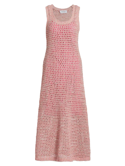 Shop Derek Lam 10 Crosby Women's Eliana Knit Eyelet Maxi Dress In Pink Pale Blue Soft Yellow
