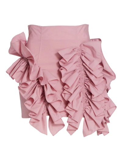 Shop Aknvas Eliz Ruffle Miniskirt In Dust Rose