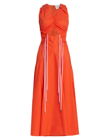 Shop Aknvas Women's Jackson Cut-out Drawstring Midi-dress In Fire Orange