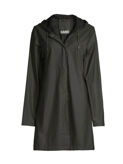 Shop Rains A-line Hooded Rain Jacket In Green