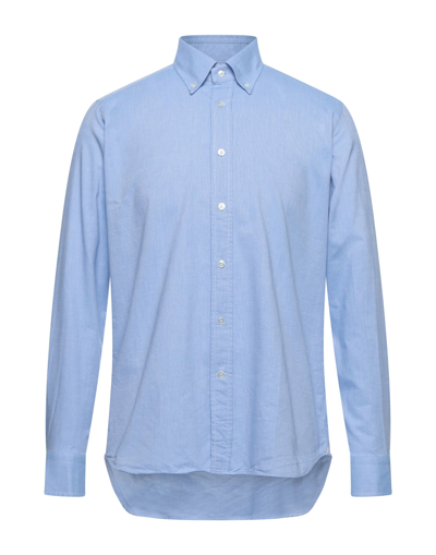 Shop Bagutta Man Shirt Sky Blue Size 15 ½ Cotton