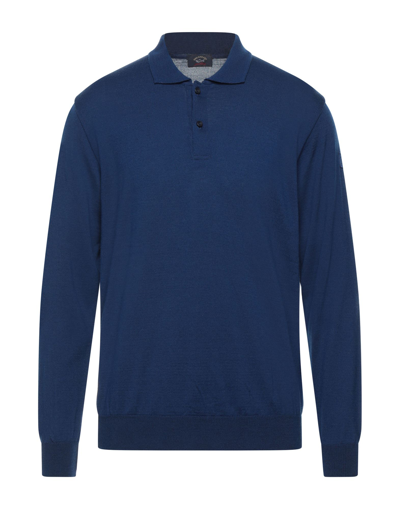 Shop Paul & Shark Man Sweater Blue Size Xxl Virgin Wool
