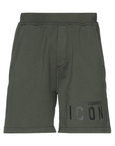 Dsquared2 Man Shorts & Bermuda Shorts Military Green Size M Cotton, Elastane In Military Green