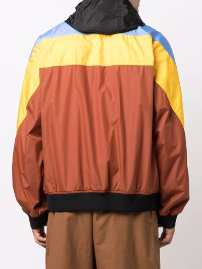Marni Hooded Colour-block Lightweight Jacket In Brown