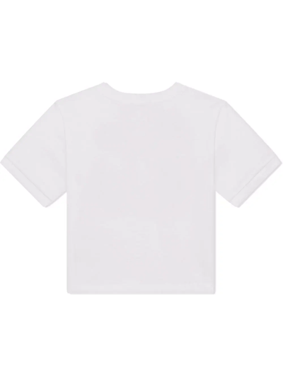 Shop Dolce & Gabbana Floral Logo-print Cotton T-shirt In White