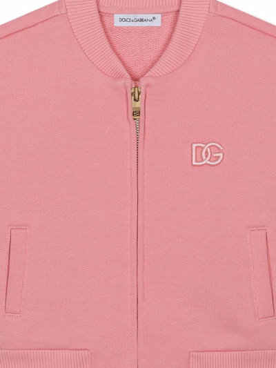 Shop Dolce & Gabbana Embroidered-logo Bomber Jacket In Pink