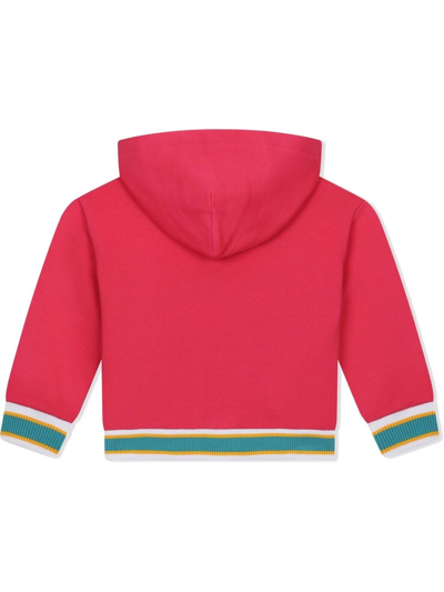 Shop Dolce & Gabbana Logo-patch Zip-front Hoodie In Pink