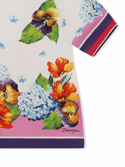 Shop Dolce & Gabbana Floral-print Fine Knit T-shirt In White