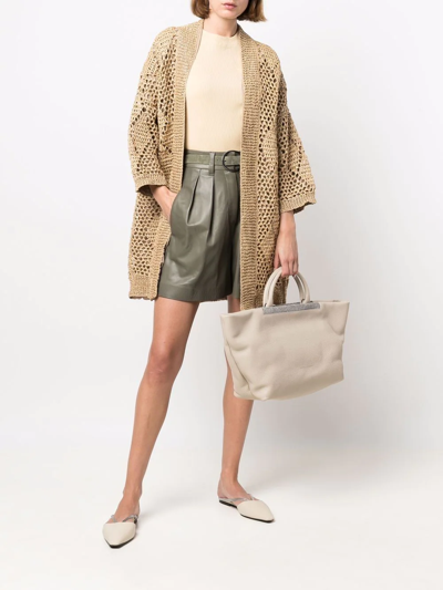 Brunello Cucinelli Open-knit Cardigan Coat In Brown