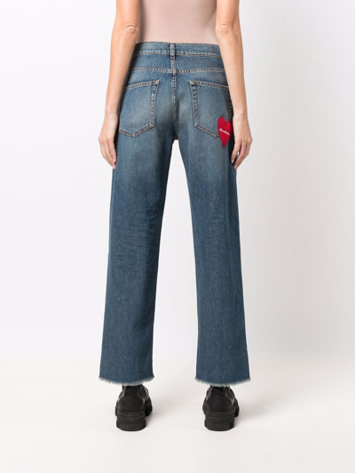 Shop Love Moschino Mid-rise Straight-leg Jeans In Blue