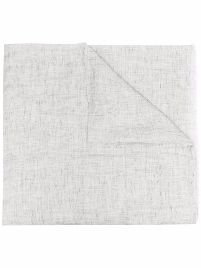 Shop Brunello Cucinelli Fine-knit Linen-blend Scarf In Grey