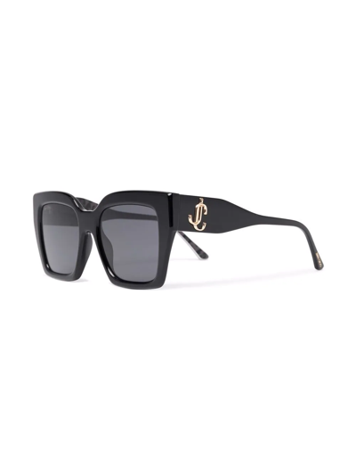 Jimmy Choo Logo-plaque Oversize-frame Sunglasses In Black