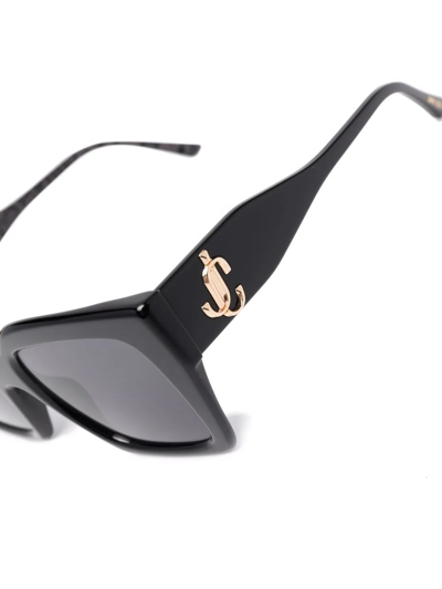Jimmy Choo Logo-plaque Oversize-frame Sunglasses In Black