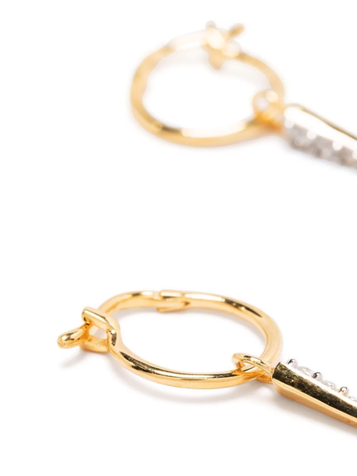 Shop Missoma Crystal Pavé Mini Spike Charm Hoop Earrings In Gold