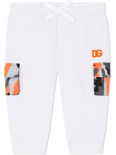 Dolce & Gabbana Camouflage-print Panelled Track Trousers In S9001 White