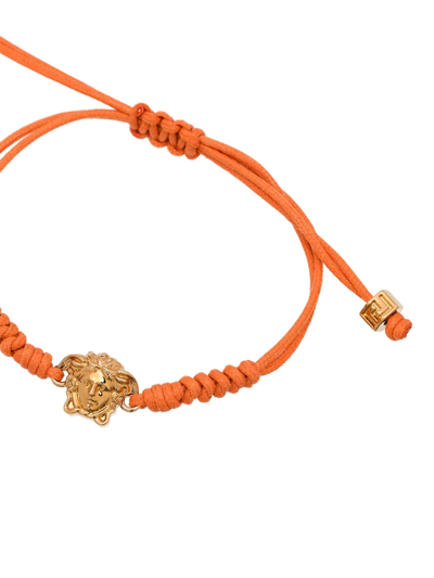 Shop Versace Medusa Rope Bracelet In Orange