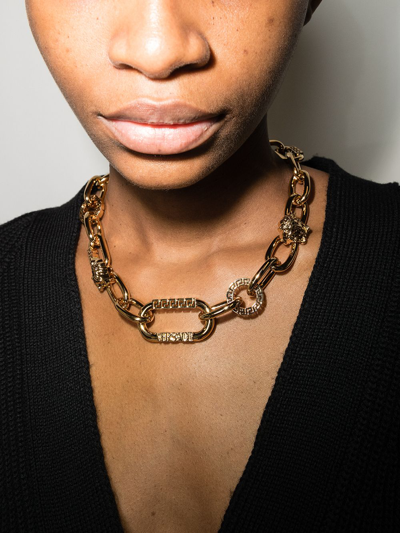 Shop Versace Medusa Chain-link Chunky Necklace In Gold