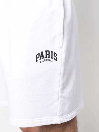 Shop Balenciaga Flared Cotton Track Shorts In White