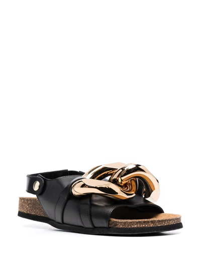 Shop Jw Anderson Chain Flat Sandals In Black