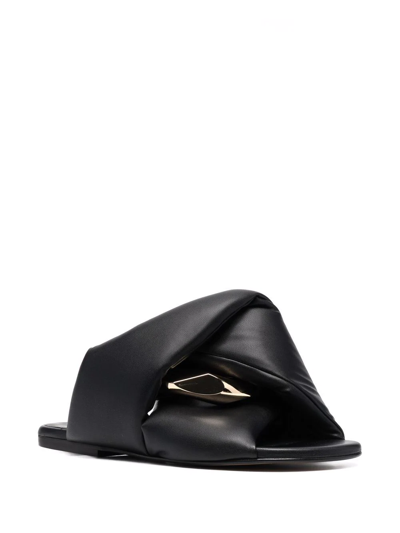 Jw Anderson Twist Chain Flat Slide Sandals In Black