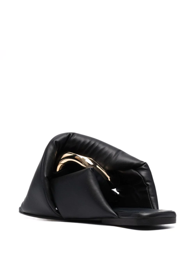 Jw Anderson Twist Chain Flat Slide Sandals In Black
