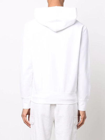 Shop Kiton Graphic-print Long-sleeve Hoodie In White