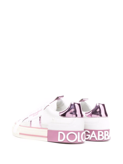 Shop Dolce & Gabbana 2.zero Custom Leather Sneakers In White