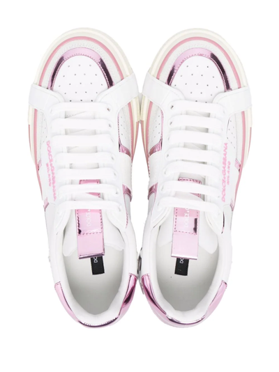 Shop Dolce & Gabbana 2.zero Custom Leather Sneakers In White
