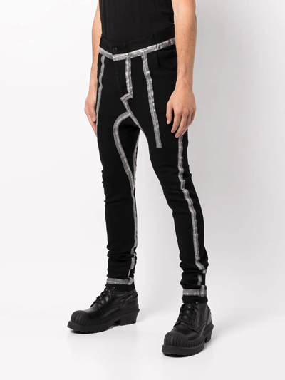 Shop Boris Bidjan Saberi Tape Detail Skinny Trousers In Black