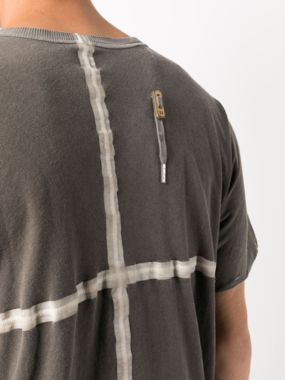 Shop Boris Bidjan Saberi Taped Strip T-shirt In Grey