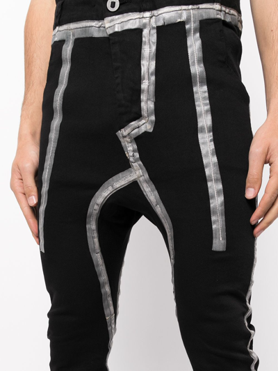 Shop Boris Bidjan Saberi Tape Detail Skinny Trousers In Black