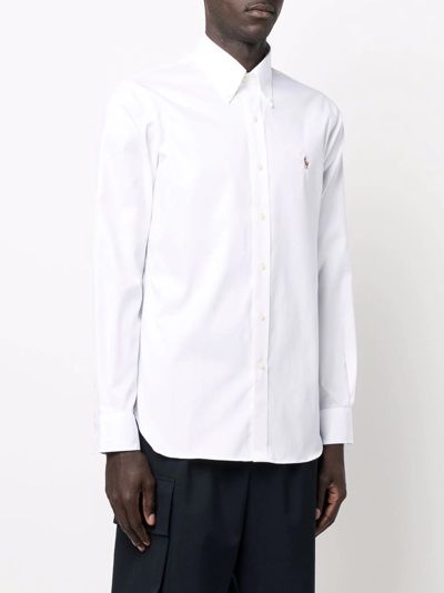 Polo Ralph Lauren Slim Fit White Cotton Shirt With Embroidered Logo In White