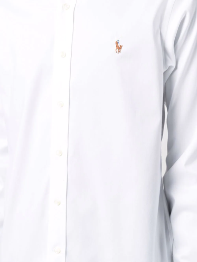 Polo Ralph Lauren Slim Fit White Cotton Shirt With Embroidered Logo In White