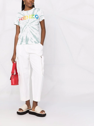 Kenzo Logo-print Tie-dye T-shirt In Green